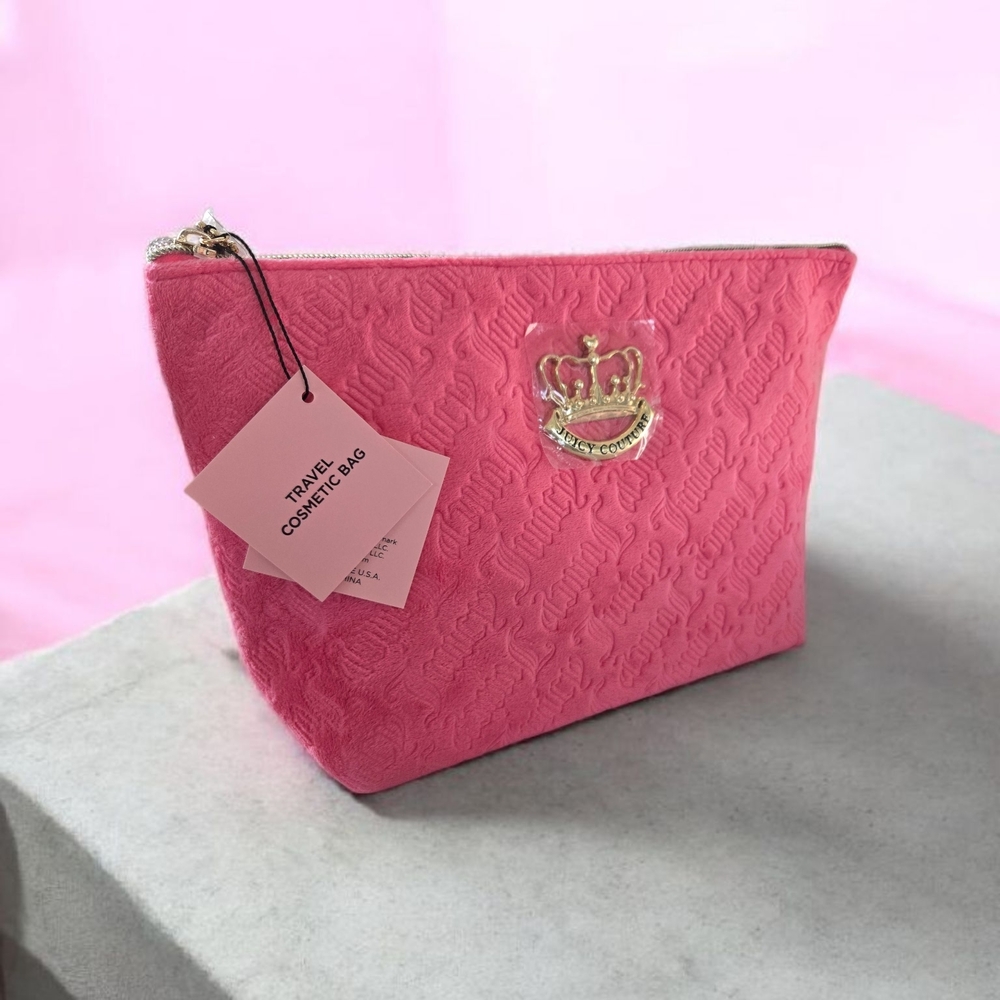 NEW Juicy Couture Pink Embossed Cosmetic Bag 12"x8" NWT Y2KAesthetic Y2KFashion